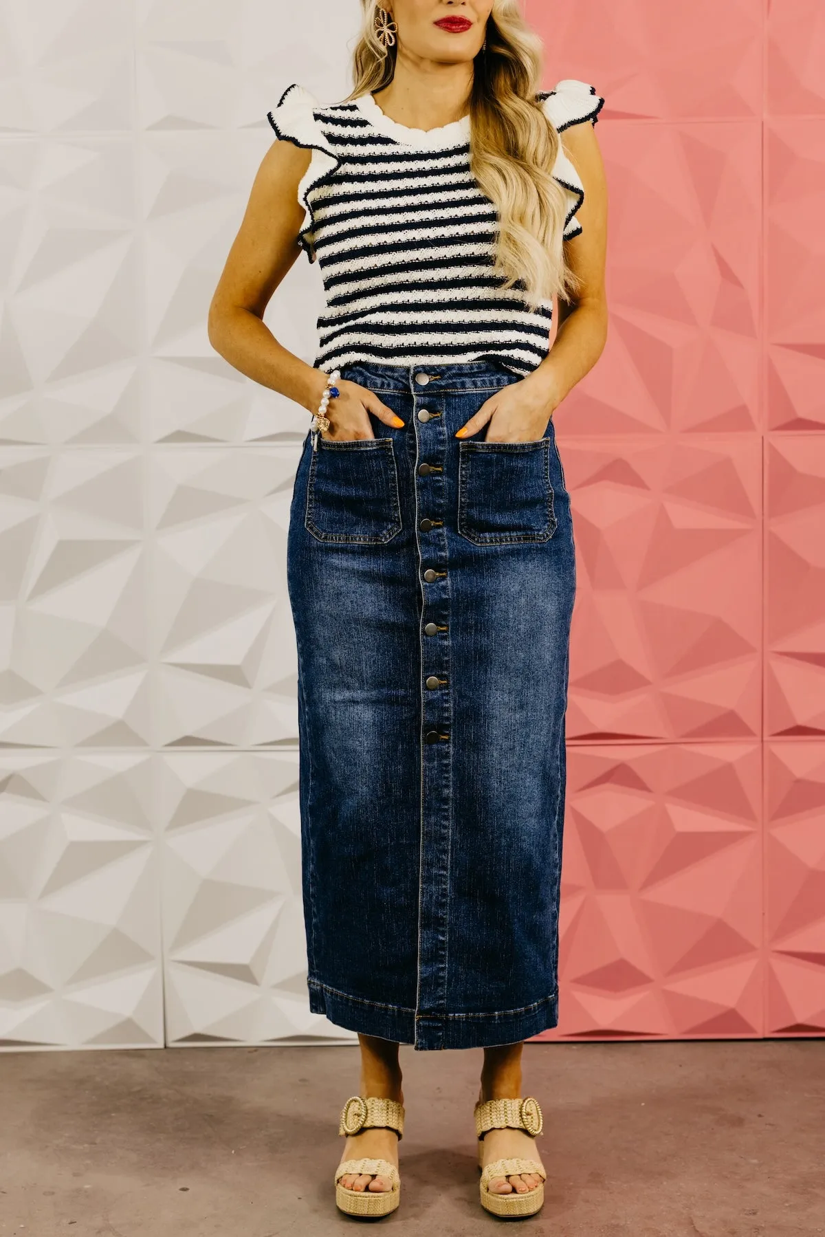 The Lila Denim Midi Skirt
