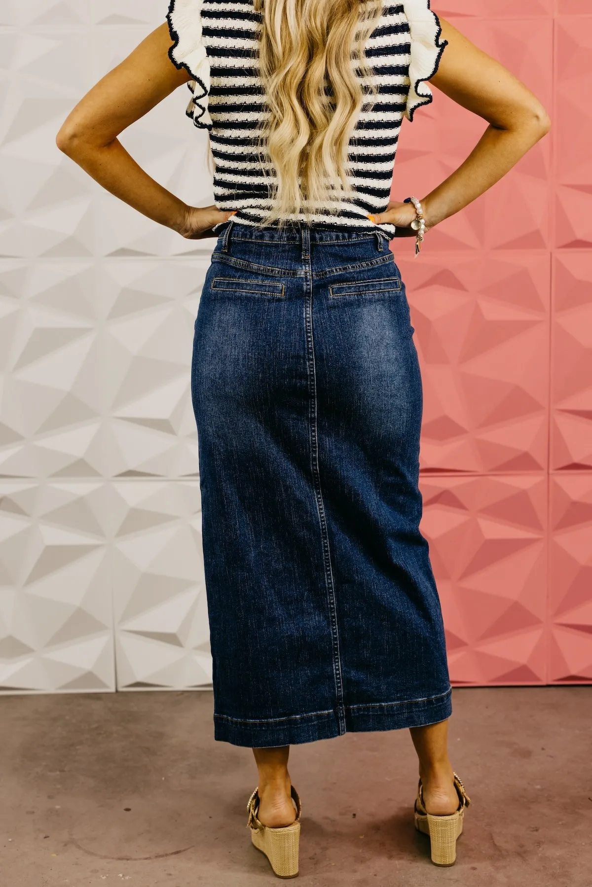The Lila Denim Midi Skirt