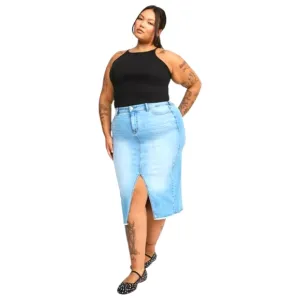 TORRID Plus Size Denim Front Slit Midi Skirt Size 16