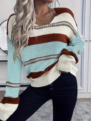 Tri-Color Knit Striped Sweater