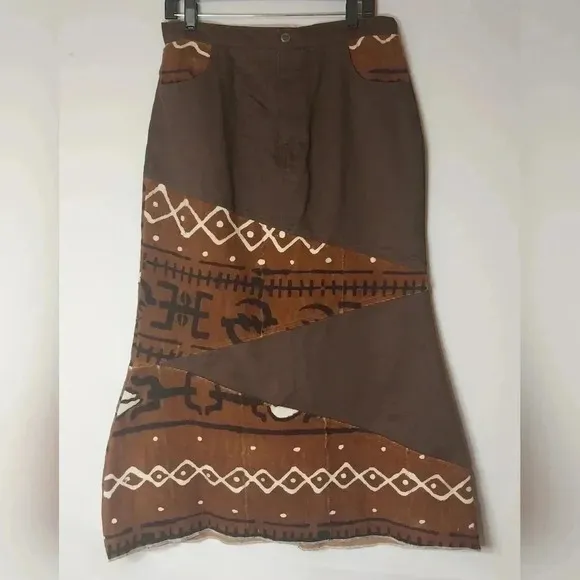 Tribal Skirt, Brown, Size 31