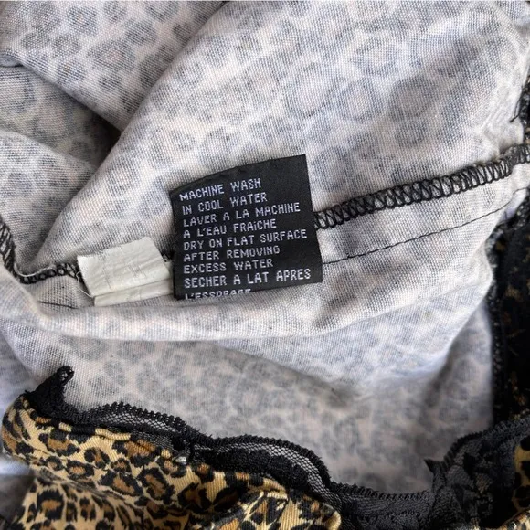 Tripp NYC leopard print Jean Skirt Denim Lace Up Lace Edging Vintage Size 16