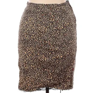 Tripp NYC leopard print Jean Skirt Denim Lace Up Lace Edging Vintage Size 16