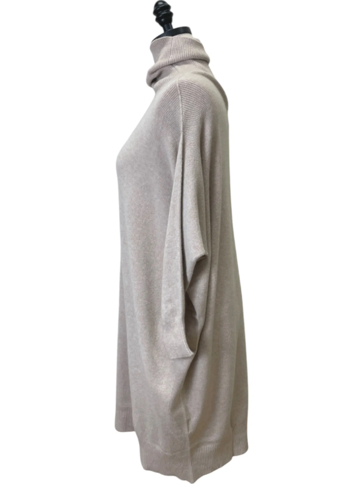 Turtleneck Sweater Tunic Dress in Earth Beige