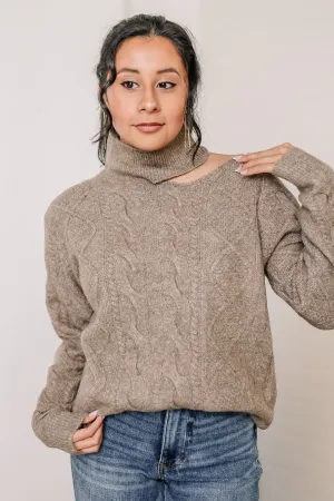 Twisted Knit Mock Neck Sweater | Mocha