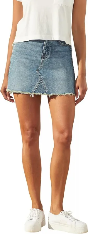 Upwest Womens Frayed Denim Skirt Medium Denim Blue 12