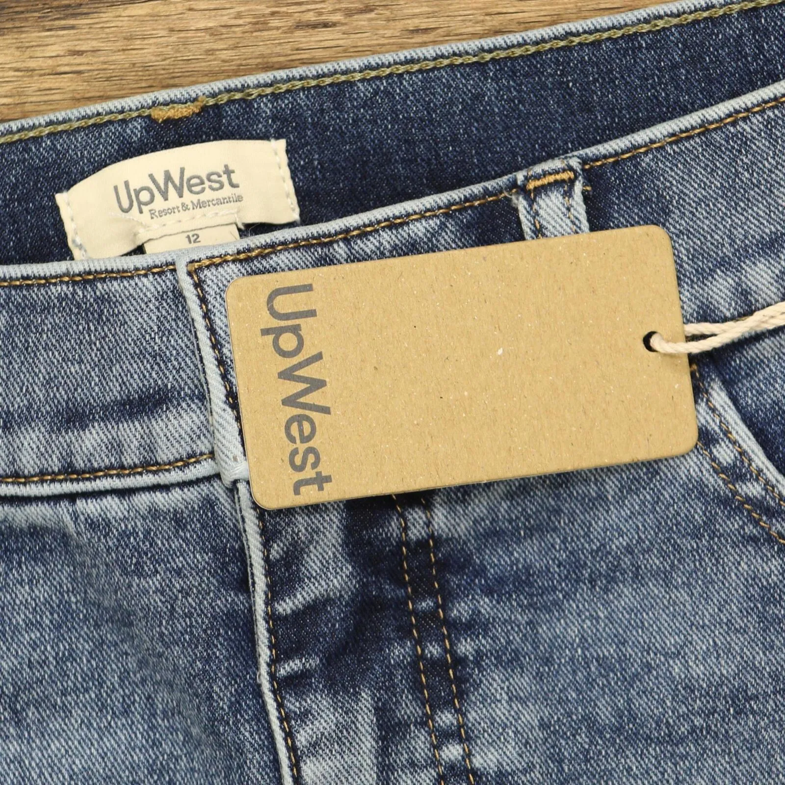 Upwest Womens Frayed Denim Skirt Medium Denim Blue 12