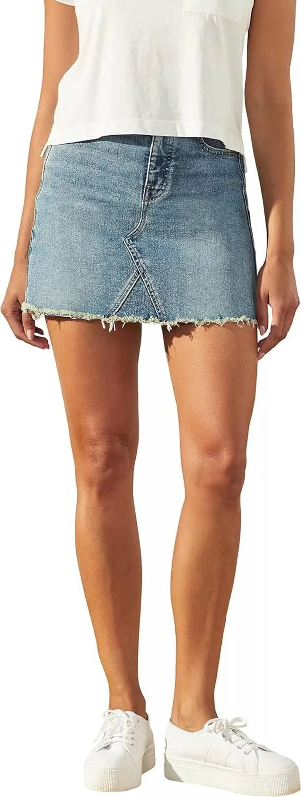 Upwest Womens Frayed Denim Skirt Medium Denim Blue 12