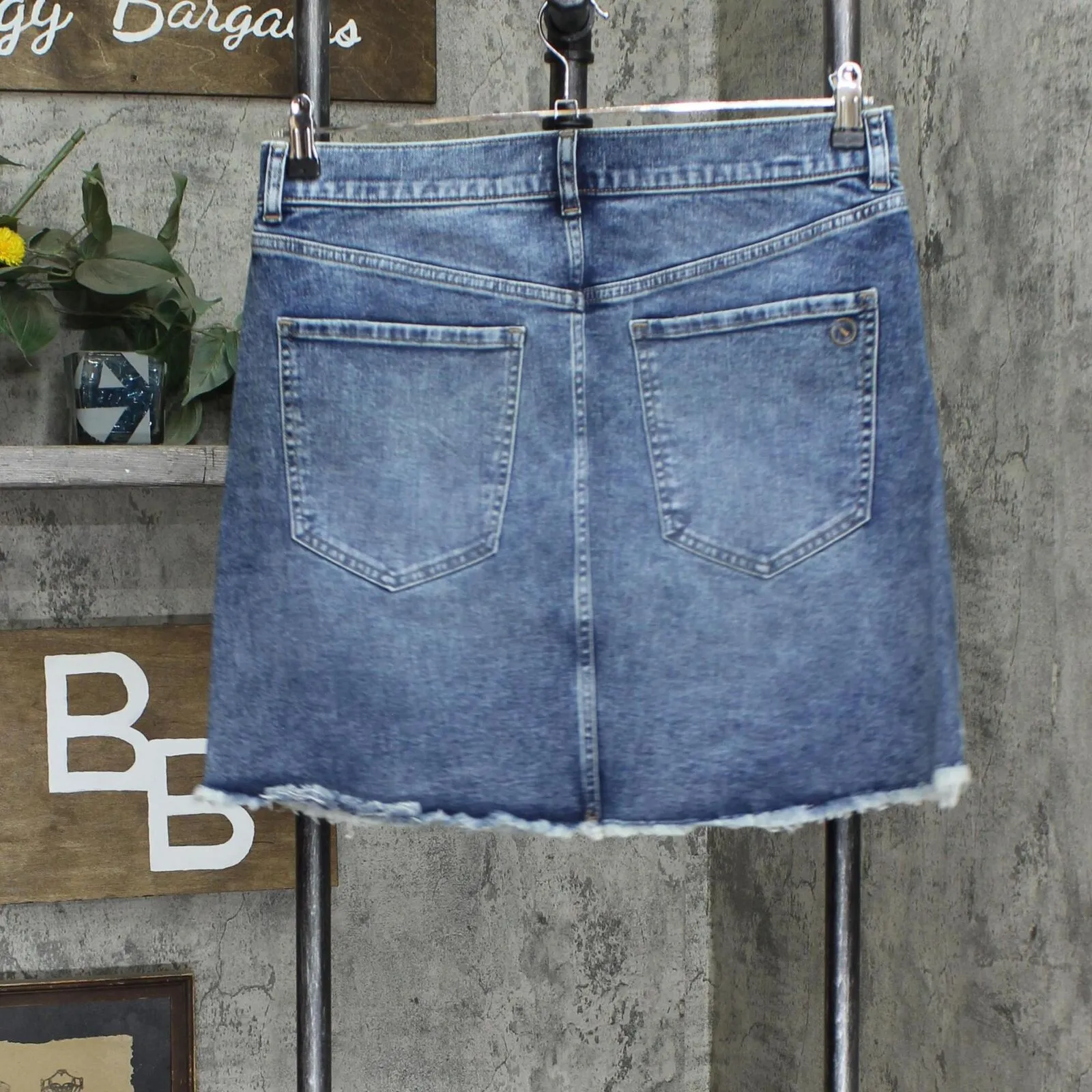 Upwest Womens Frayed Denim Skirt Medium Denim Blue 12