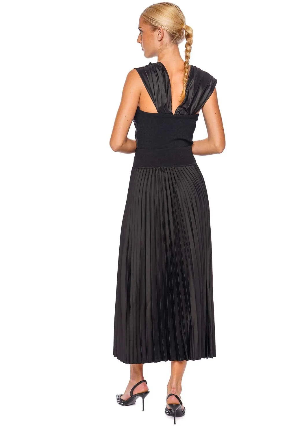 Valor Black Pleated Midi Skirt