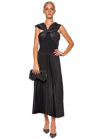 Valor Black Pleated Midi Skirt