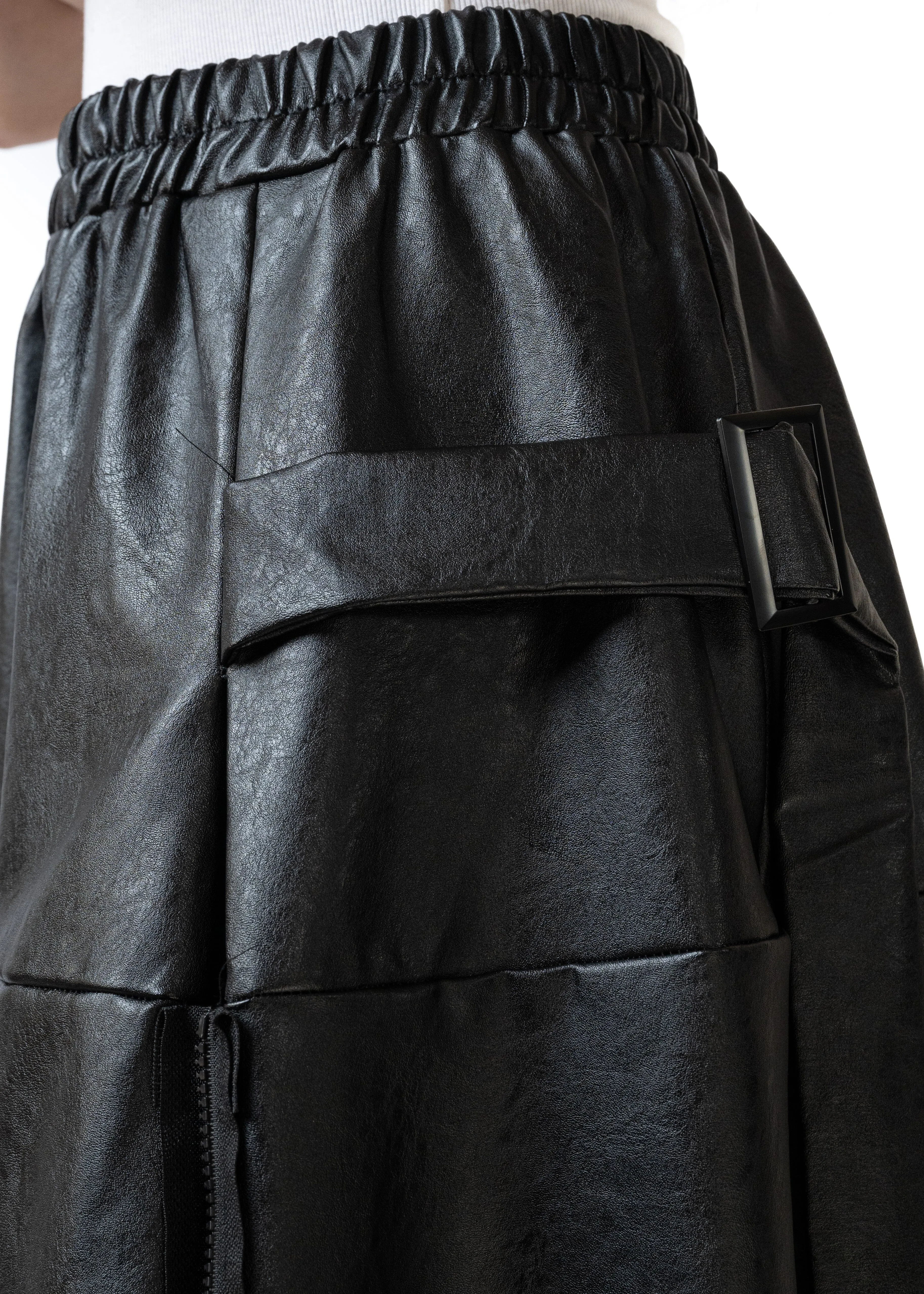 Vegan Leather A-Line Zip Skirt