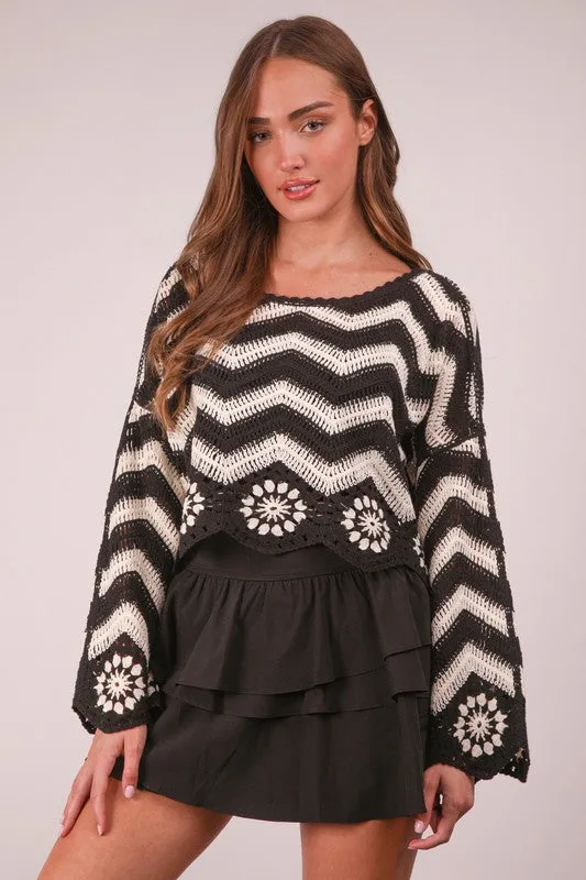 VER121 - CHEVRON SWEATER BLACK & WHITE
