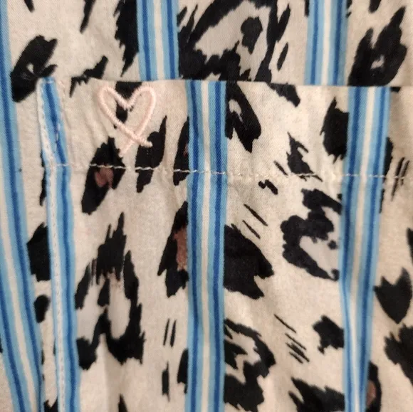 Victoria's Secret Striped Leopard Print Button-Up Night Shirt Size Large