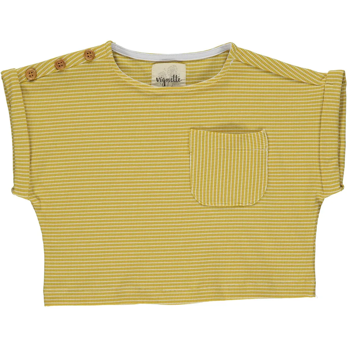 Vignette Gold/White Rib Stripe Kassie T-Shirt