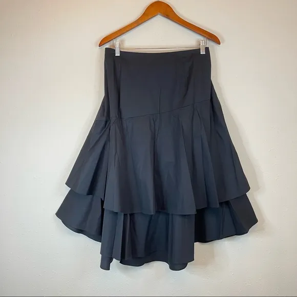 Vince Camuto Ruffle Tie Midi Black Plus Size Skirt Size 16W NWT