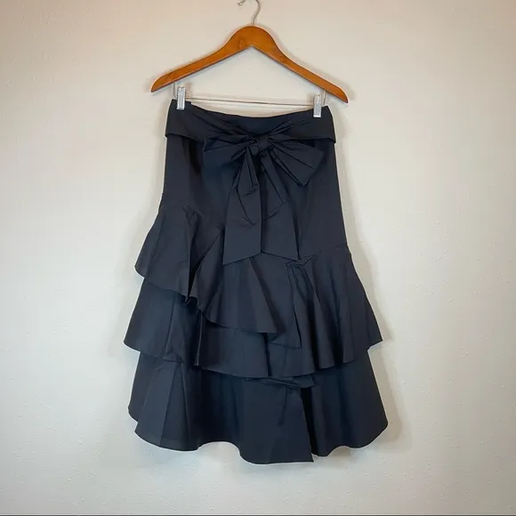 Vince Camuto Ruffle Tie Midi Black Plus Size Skirt Size 16W NWT
