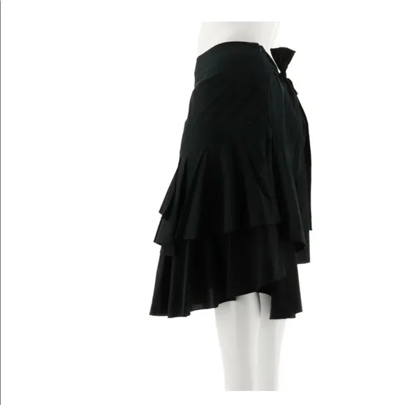 Vince Camuto Ruffle Tie Midi Black Plus Size Skirt Size 16W NWT