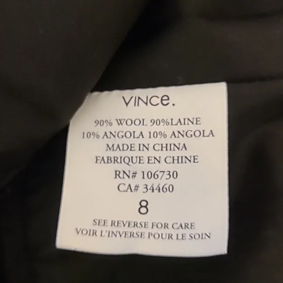 VINCE Colorblock Wool Blend A-Line Skirt Lined Pleated Gray &amp; Black Size 8