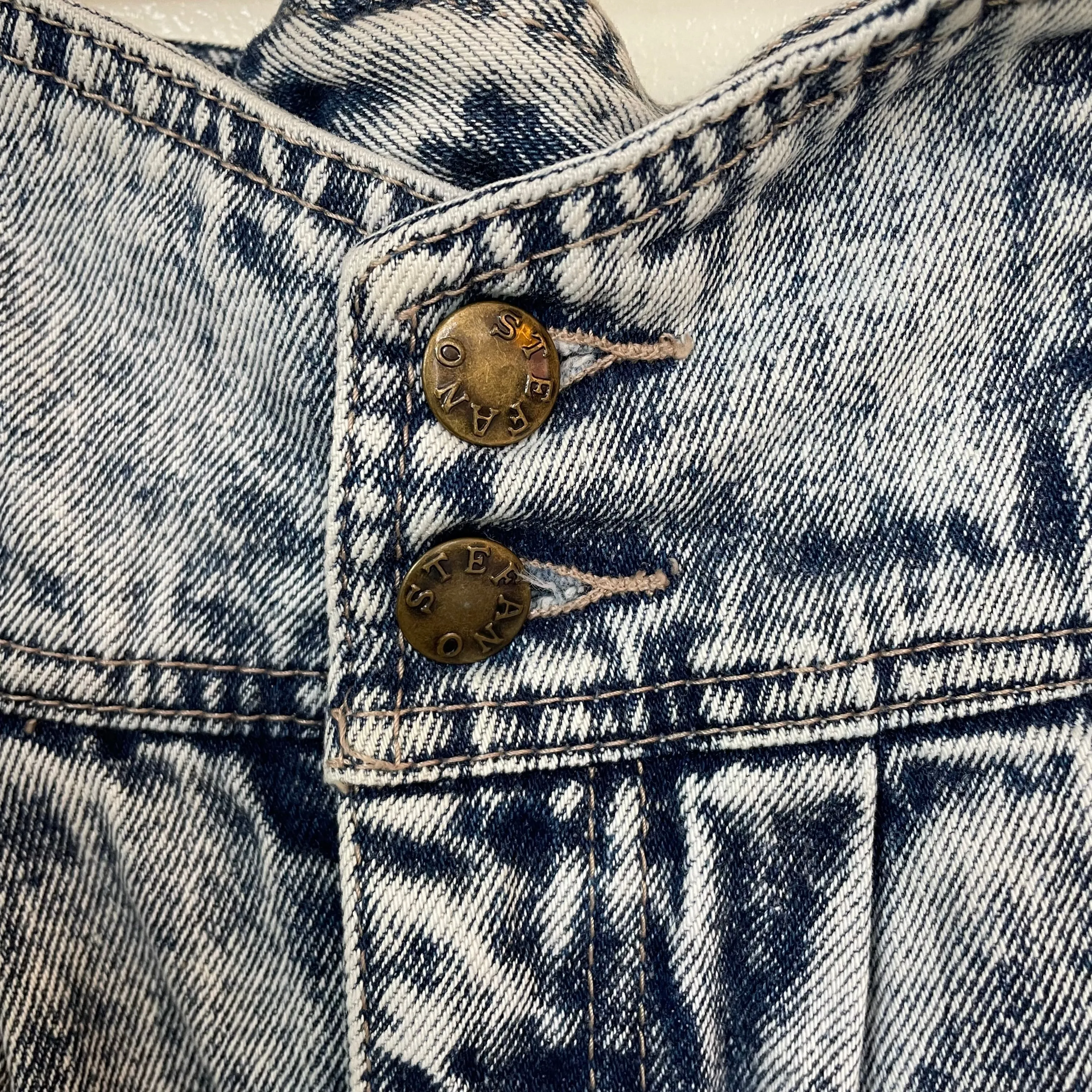 Vintage 80s 90s Stefano Int'l acid stone wash high waist denim skirt // 28 inch waist  (ht2416)