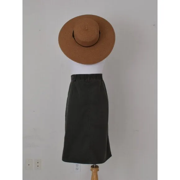 Vintage 80s Green All Cotton high waisted skirt size 10P | 33 waist