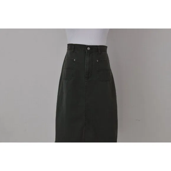 Vintage 80s Green All Cotton high waisted skirt size 10P | 33 waist