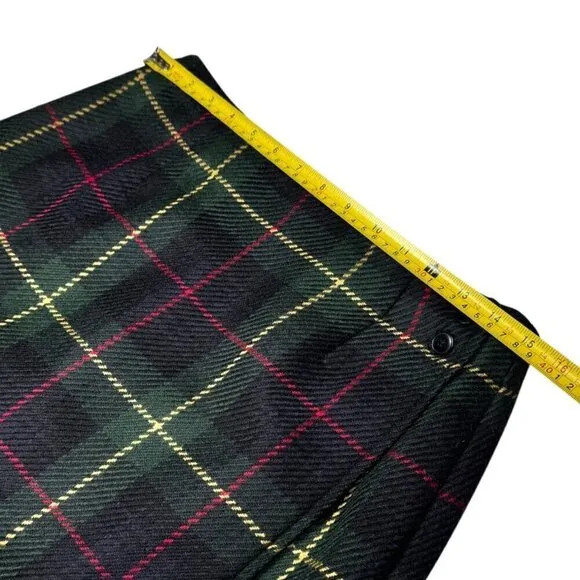Vintage 90s Talbots Wool Plaid Tartan Wrap Skirt Sz. M Dark Academia Preppy
