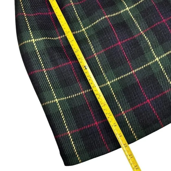 Vintage 90s Talbots Wool Plaid Tartan Wrap Skirt Sz. M Dark Academia Preppy