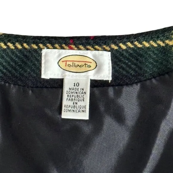 Vintage 90s Talbots Wool Plaid Tartan Wrap Skirt Sz. M Dark Academia Preppy