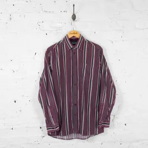 Vintage Corduroy Striped Shirt - Red - M