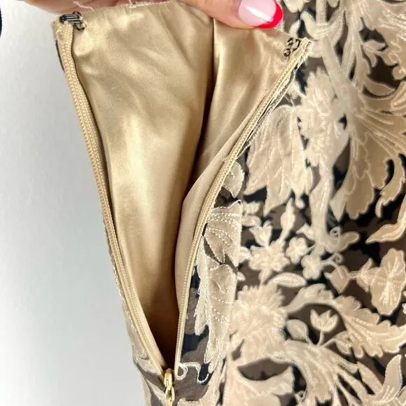 Vintage Elie Tahari Floral Embroidered A-Line Midi Skirt 2 Romantic Whimsical