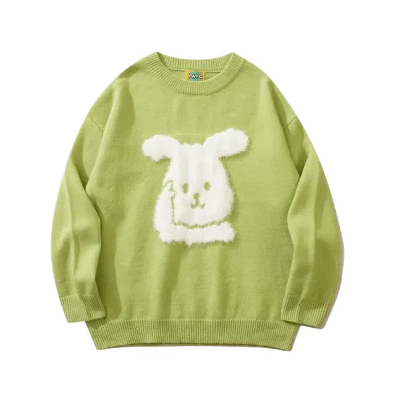 Vintage Flocked Bunny Rabbit Sweater
