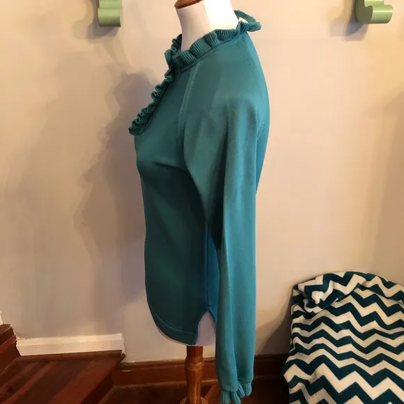 Vintage Givenchy teal ruffled sweater