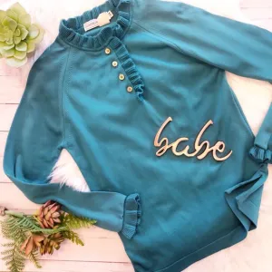 Vintage Givenchy teal ruffled sweater