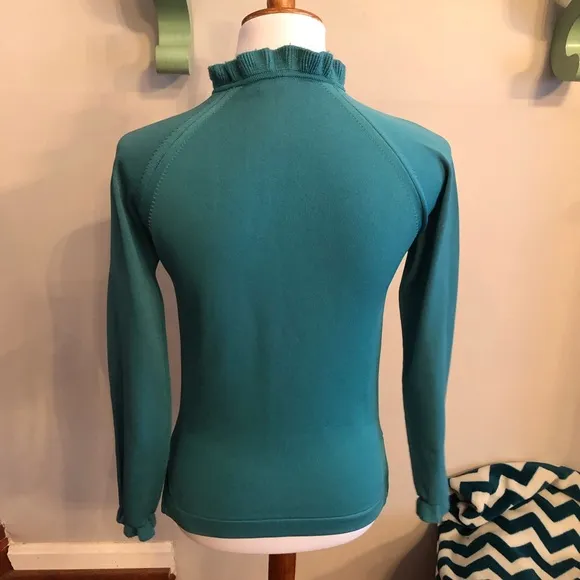 Vintage Givenchy teal ruffled sweater