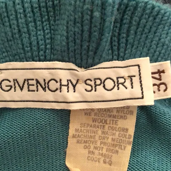 Vintage Givenchy teal ruffled sweater