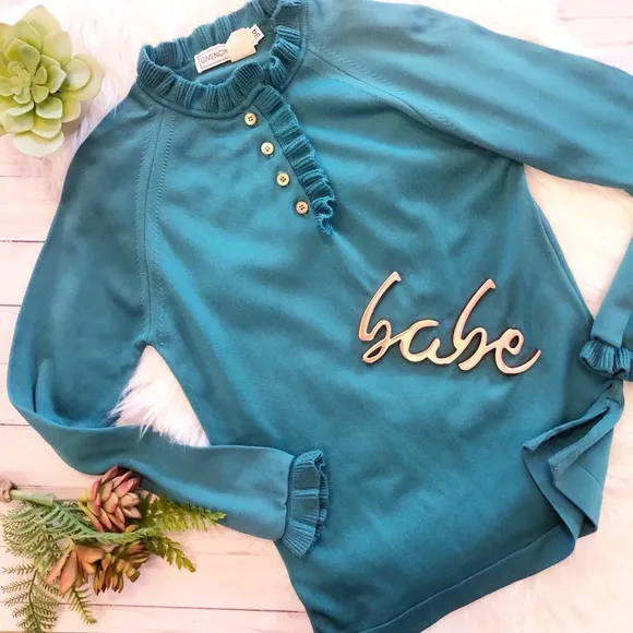 Vintage Givenchy teal ruffled sweater