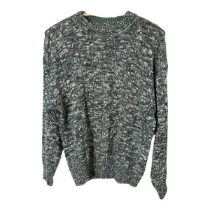 Vintage Grandpa Sweater Large Green Chunky Knit Crewneck Oversized 90s