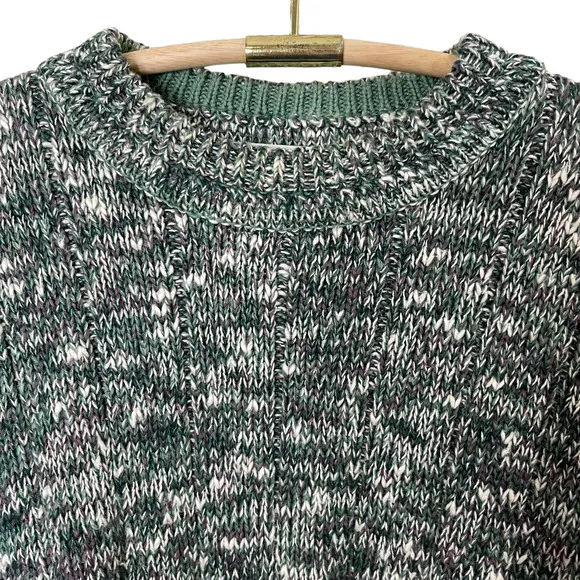 Vintage Grandpa Sweater Large Green Chunky Knit Crewneck Oversized 90s