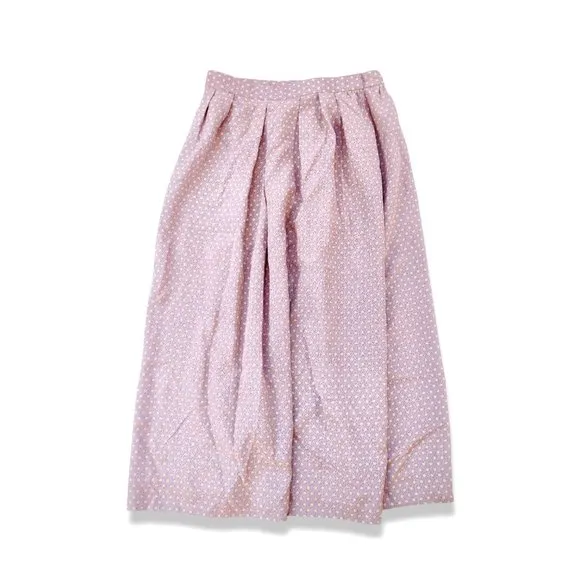 Vintage high waisted 100% silk ditzy floral skirt in dusty lilac lavender