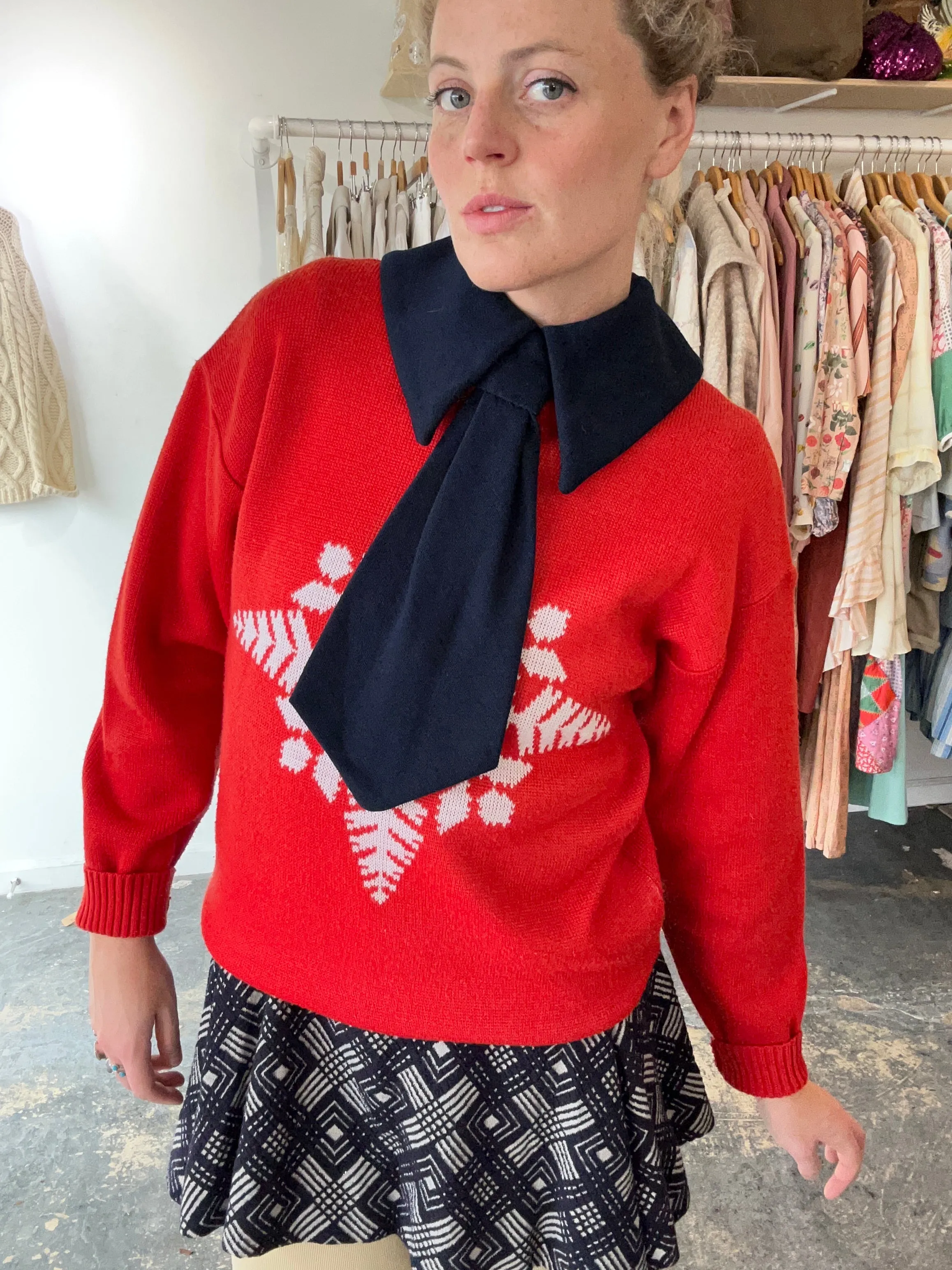 Vintage Meister Red Acrylic Snowflake Sweater