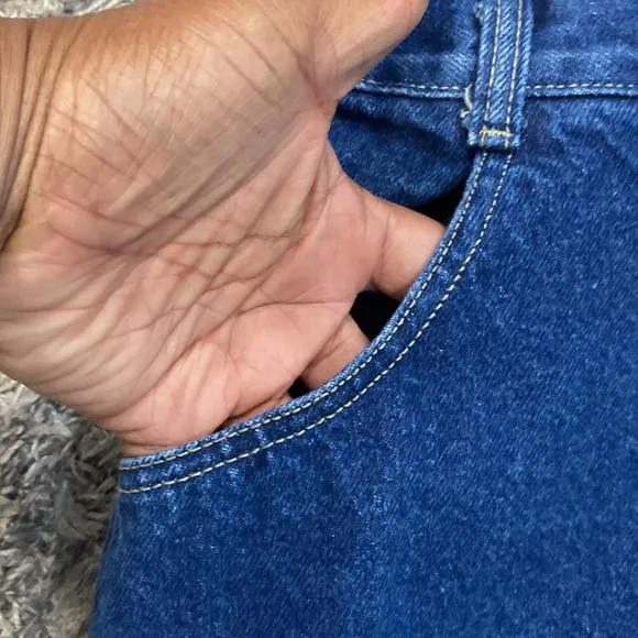 Vintage midi length denim skirt diagonal detail on the back made in USA 18-20