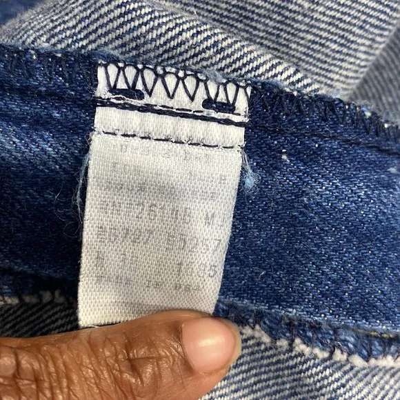 Vintage midi length denim skirt diagonal detail on the back made in USA 18-20