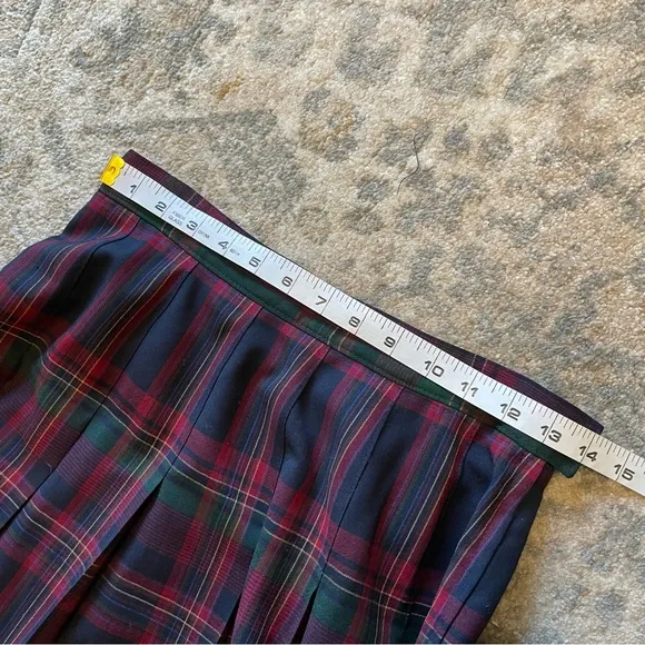 Vintage Pendleton Academia Preppy Librarian High Waist Pleated Plaid Midi Skirt
