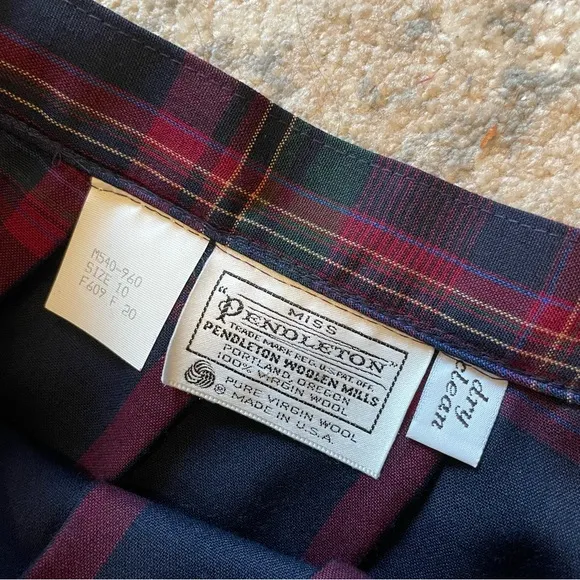 Vintage Pendleton Academia Preppy Librarian High Waist Pleated Plaid Midi Skirt
