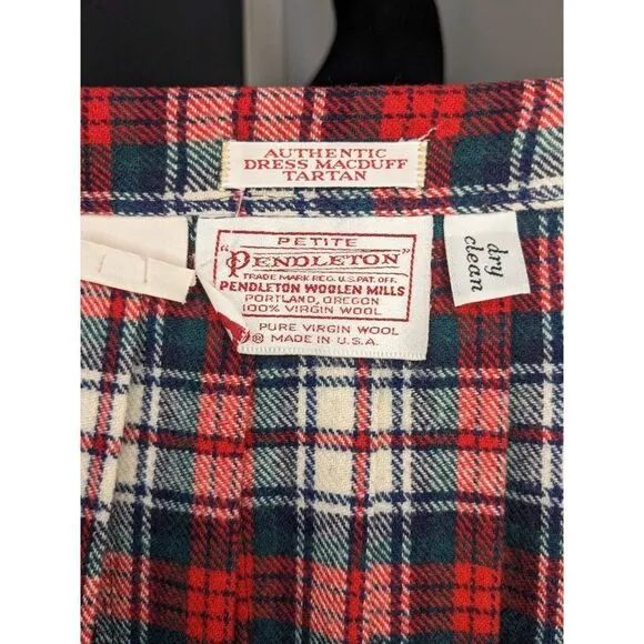 Vintage Pendleton Petite Authentic Dress Macduff Tartan Pleated Midi Skirt - 6P