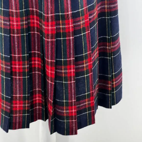 Vintage Pleated Plaid Skirt Tartan School Girl Crustpunk