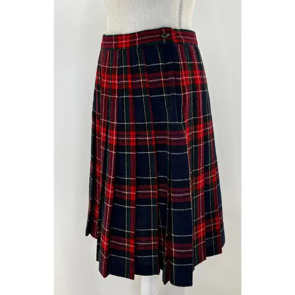 Vintage Pleated Plaid Skirt Tartan School Girl Crustpunk