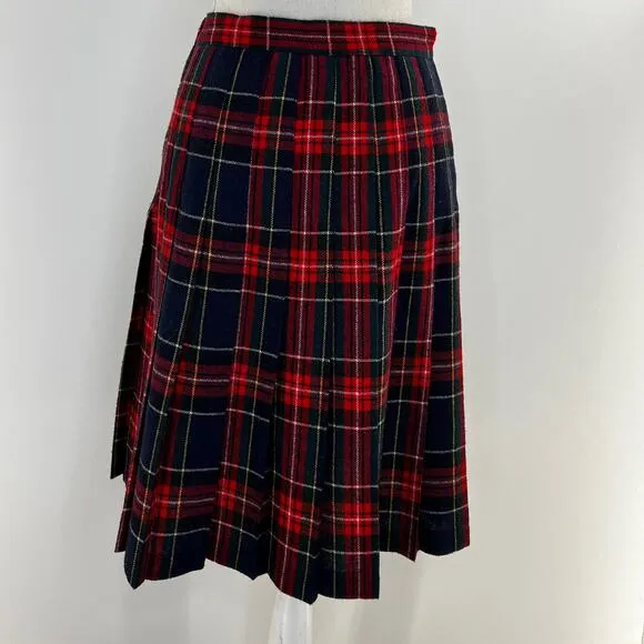 Vintage Pleated Plaid Skirt Tartan School Girl Crustpunk