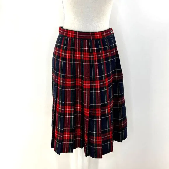 Vintage Pleated Plaid Skirt Tartan School Girl Crustpunk